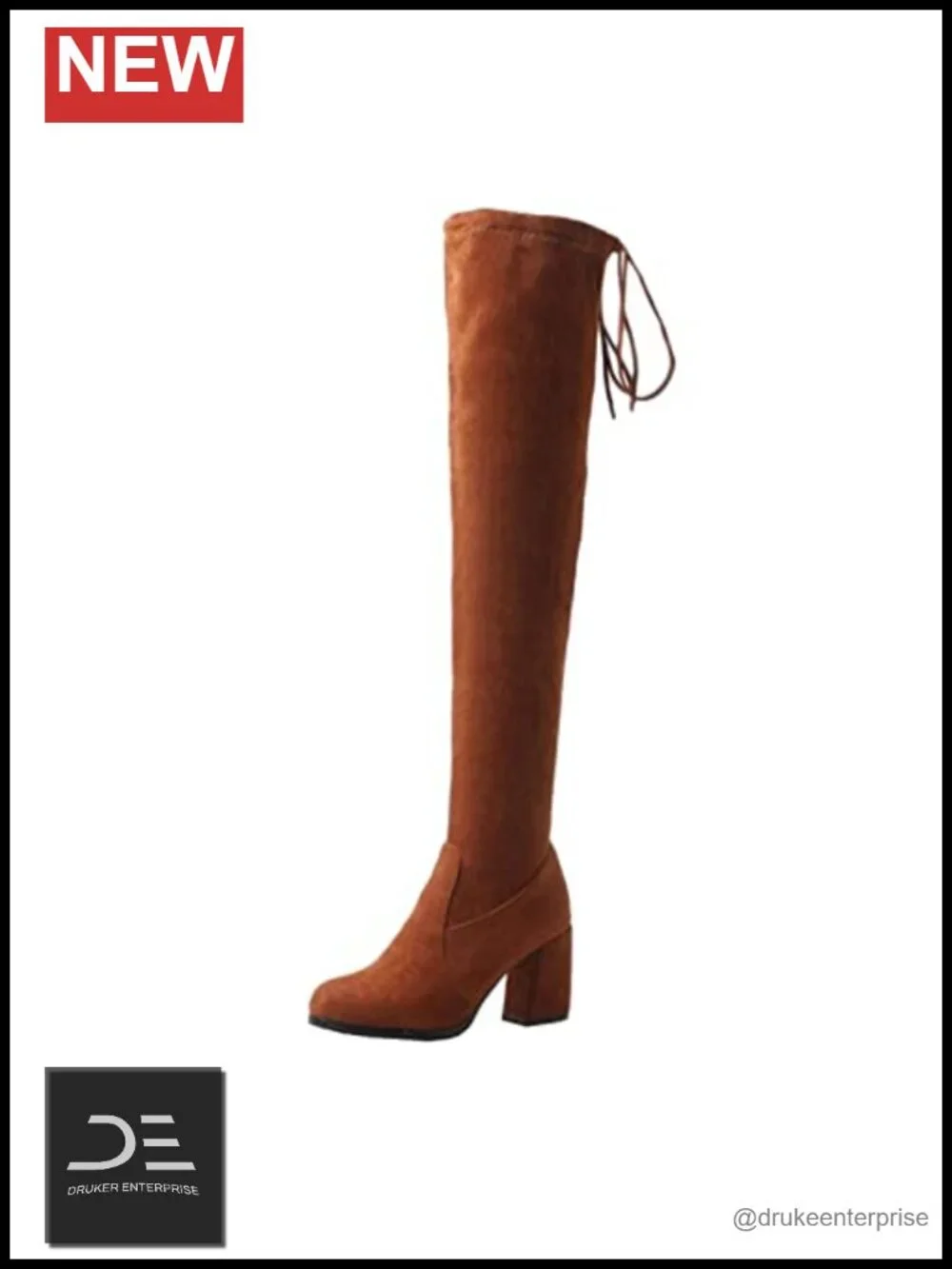 Over the Knee Boots Suede High Block Heel Pointed Toe Women